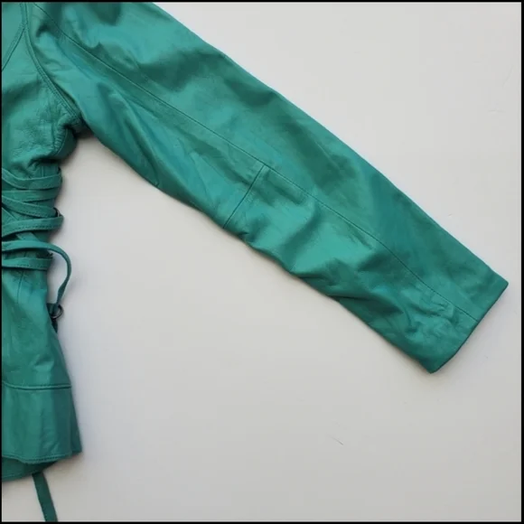 100% Lambskin Leather/Suede Aqua Teal Jacket NEW With Tags - Picture 8 of 12